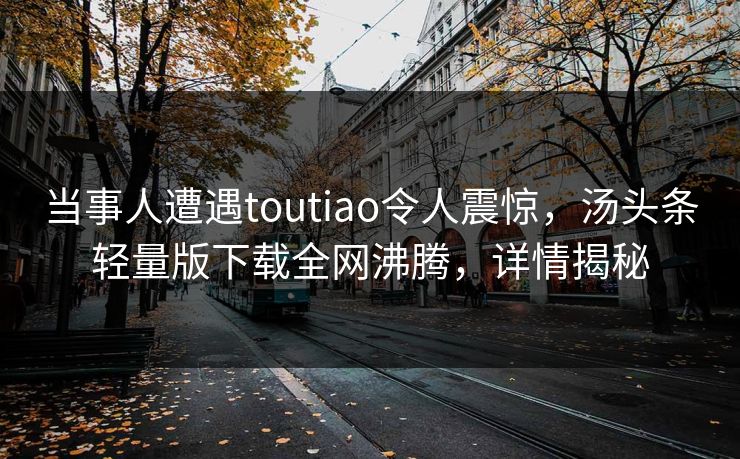 当事人遭遇toutiao令人震惊，汤头条轻量版下载全网沸腾，详情揭秘