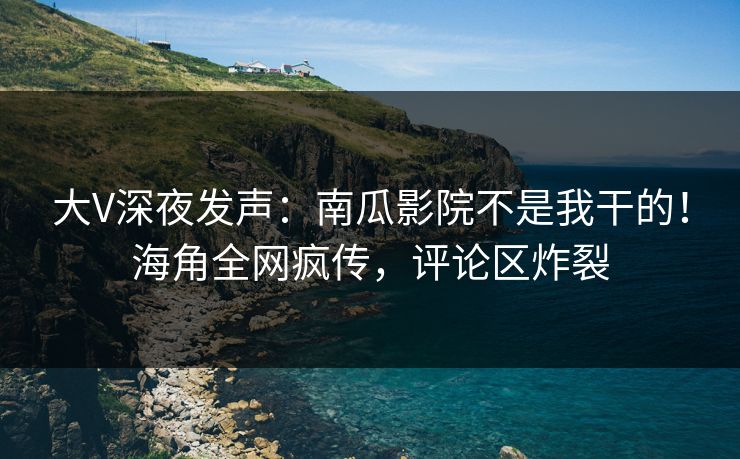 大V深夜发声：南瓜影院不是我干的！海角全网疯传，评论区炸裂