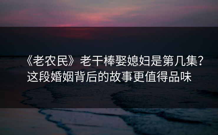 《老农民》老干棒娶媳妇是第几集？这段婚姻背后的故事更值得品味